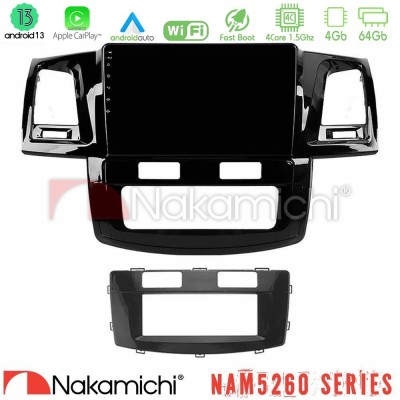Nakamichi NAM5260 Series 4Core Android13 4+64GB Toyota Hilux 2007-2011 Navigation Multimedia Tablet 9