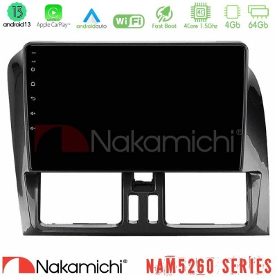 Nakamichi NAM5260 Series 4Core Android13 4+64GB Volvo XC60 2009-2012 Navigation Multimedia Tablet 9