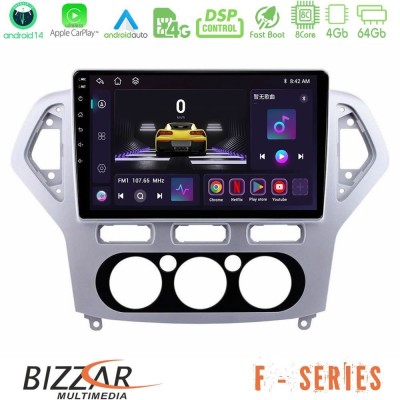 Bizzar F Series 8Core Android14 4+64GB  Ford Mondeo 2007-2010 Manual A/C Navigation Multimedia Tablet 10