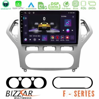 Bizzar F Series 8Core Android14 4+64GB  Ford Mondeo 2007-2010 AUTO A/C Navigation Multimedia Tablet 9