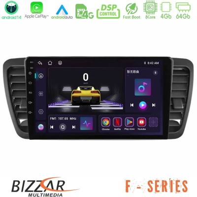 Bizzar F Series 8Core Android14 4+64GB  Subaru Legacy/Outback 2002-2008 Navigation Multimedia Tablet 9