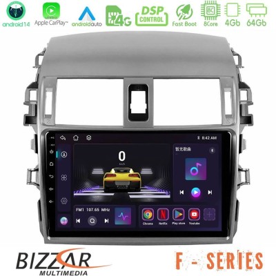 Bizzar F Series 8Core Android14 4+64GB  Toyota Corolla 2008-2010 Navigation Multimedia Tablet 9