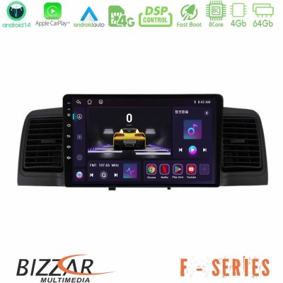 Bizzar F Series 8Core Android14 4+64GB  Toyota Corolla 2002-2006 Navigation Multimedia Tablet 9