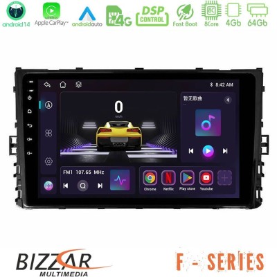 Bizzar F Series 8Core Android14 4+64GB  VW MQB 2017-> Navigation Multimedia Tablet 9