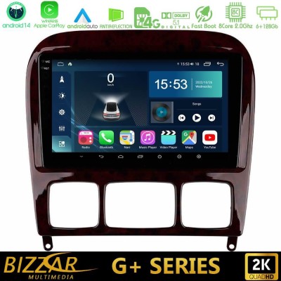 Bizzar G+ Series Mercedes S Class 1999-2004 (W220) 8core Android14 6+128GB Navigation Multimedia Tablet 9