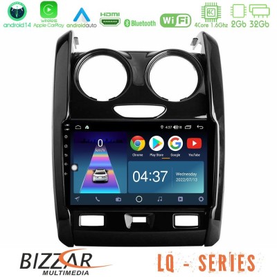 Bizzar LQ Series 4Core Android14 2+32GB Dacia Duster 2014-2018 Navigation Multimedia Tablet 9