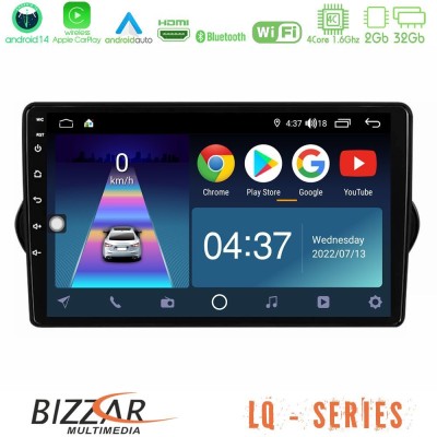 Bizzar LQ Series 4Core Android14 2+32GB Fiat Tipo 2015-2022 (Sedan) Navigation Multimedia Tablet 9