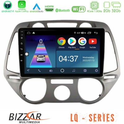 Bizzar LQ Series 4Core Android14 2+32GB Hyundai i20 2009-2012 Manual A/C Navigation Multimedia Tablet 9