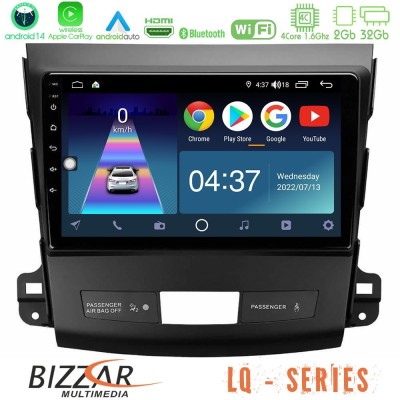 Bizzar LQ Series 4Core Android14 2+32GB Mitsubishi Outlander/Citroen C-Crosser/Peugeot 4007 Navigation Multimedia Tablet 9