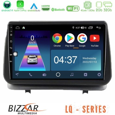 Bizzar LQ Series 4Core Android14 2+32GB Renault Clio 2005-2012 Navigation Multimedia Tablet 9