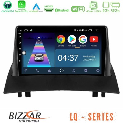 Bizzar LQ Series 4Core Android14 2+32GB Renault Megane 2 2002-2008 Navigation Multimedia Tablet 9