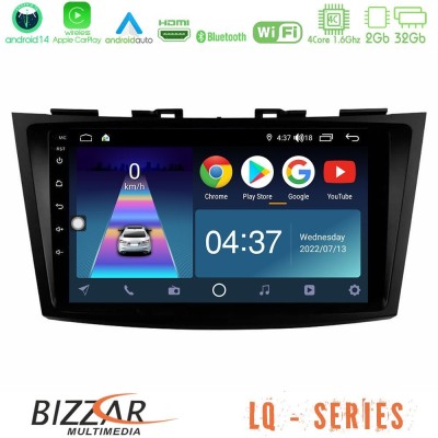 Bizzar LQ Series 4Core Android14 2+32GB Suzuki Swift 2011-2016 Navigation Multimedia Tablet 9