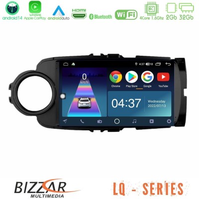 Bizzar LQ Series 4Core Android14 2+32GB Toyota Yaris Navigation Multimedia Tablet 9