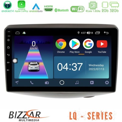 Bizzar LQ Series 4Core Android14 2+32GB Toyota Yaris 1999 - 2006 Navigation Multimedia Tablet 9