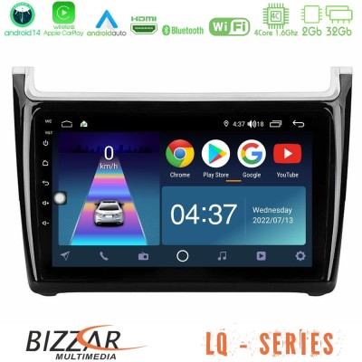 Bizzar LQ Series 4Core Android14 2+32GB Vw Polo 2014-2017 Navigation Multimedia Tablet 9