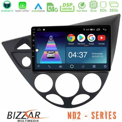 Bizzar ND2 Series 8Core Android14 2+32GB  Ford Focus 1999-2004 Navigation Multimedia Tablet 9