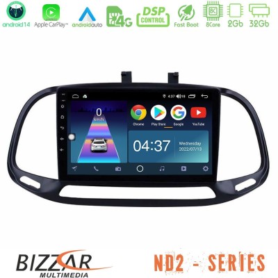 Bizzar ND2 Series 8Core Android14 2+32GB  Fiat Doblo 2015-2022 Navigation Multimedia Tablet 9