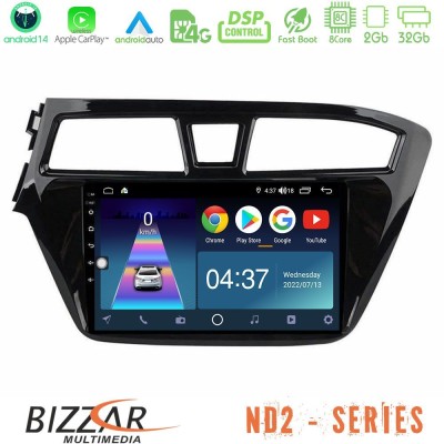 Bizzar ND2 Series 8Core Android14 2+32GB  Hyundai i20 2014-2018 Navigation Multimedia Tablet 9
