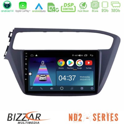 Bizzar ND2 Series 8Core Android14 2+32GB  Hyundai i20 2018-2020 Navigation Multimedia Tablet 9