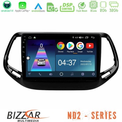 Bizzar ND2 Series 8Core Android14 2+32GB  Jeep Compass 2017> Navigation Multimedia Tablet 10