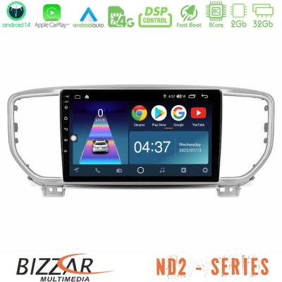 Bizzar ND2 Series 8Core Android14 2+32GB  Kia Sportage 2018-2021 Navigation Multimedia Tablet 9