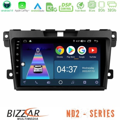Bizzar ND2 Series 8Core Android14 2+32GB  Mazda CX-7 2007-2011 Navigation Multimedia Tablet 9