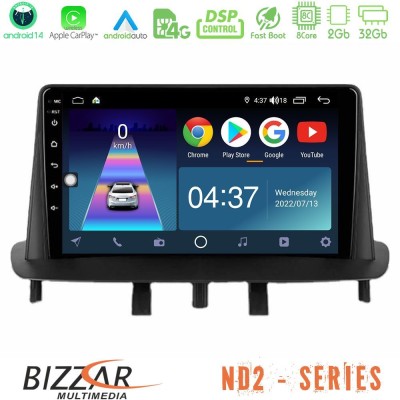 Bizzar ND2 Series 8Core Android14 2+32GB  Renault Megane 3 2009-2015 Navigation Multimedia Tablet 9