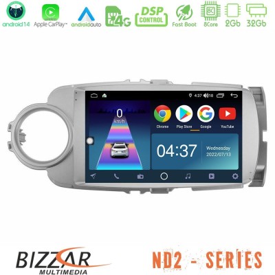 Bizzar ND2 Series 8Core Android14 2+32GB  Toyota Yaris Navigation Multimedia Tablet 9