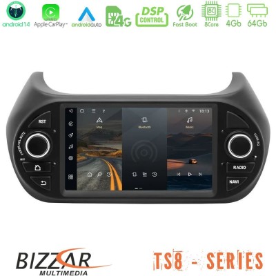 Bizzar Fiat Fiorino/Citroen Nemo/Peugeot Bipper 8core Android14 4+64GB Navigation Multimedia Deckless 7
