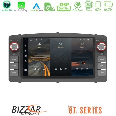 Bizzar Toyota Corolla 2002-2006 8core Android14 4+64GB Navigation Multimedia Deckless 7
