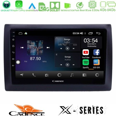 Cadence X Series Fiat Stilo 8core Android 14 4+64GB Navigation Multimedia Tablet 9