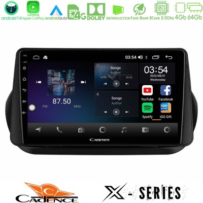 Cadence X Series Fiat Fiorino/Citroen Nemo/Peugeot Bipper 8core Android 14 4+64GB Navigation Multimedia Tablet 10