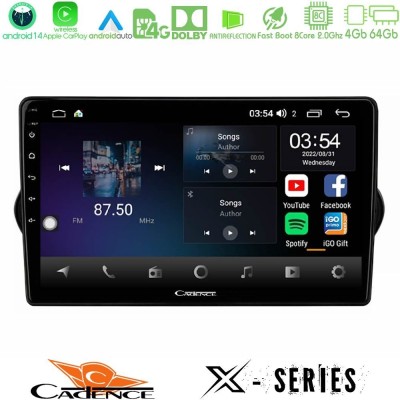 Cadence X Series Fiat Tipo 2015-2022 (Hatchback) 8core Android 14 4+64GB Navigation Multimedia Tablet 9