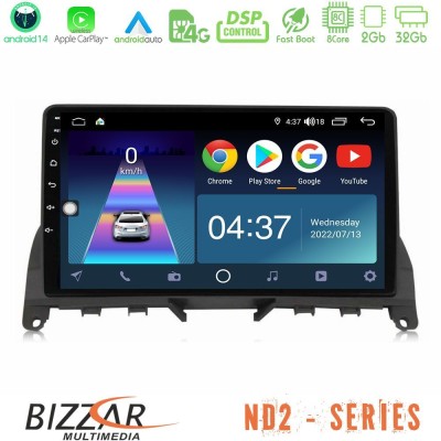 Bizzar ND2 Series 8Core Android14 2+32GB  Mercedes C Class W204 Navigation Multimedia Tablet 9