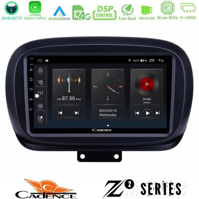 Cadence Z2 Series 8Core Android14 4+64GB  Fiat 500X Navigation Multimedia Tablet 9