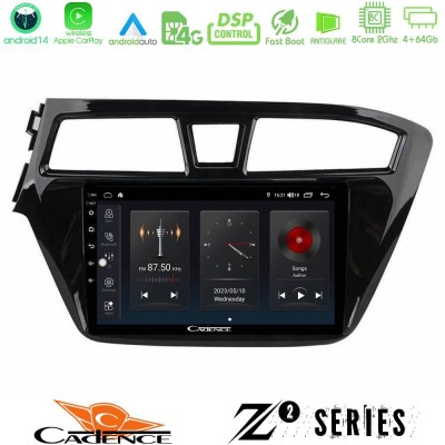 Cadence Z2 Series 8Core Android14 4+64GB  Hyundai i20 2014-2018 Navigation Multimedia Tablet 9