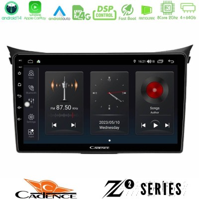 Cadence Z2 Series 8Core Android14 4+64GB  Hyundai i30 2012-2017 Navigation Multimedia Tablet 9