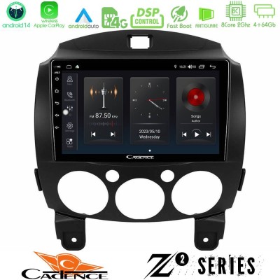 Cadence Z2 Series 8Core Android14 4+64GB  Mazda 2 2008-2014 Navigation Multimedia Tablet 9