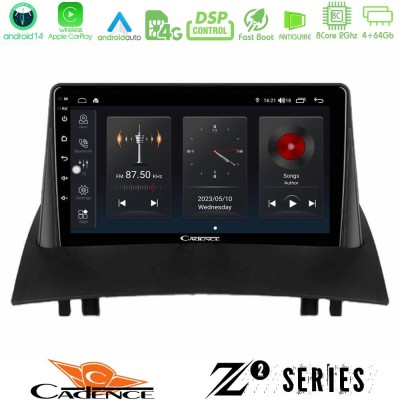 Cadence Z2 Series 8Core Android14 4+64GB  Renault Megane 2 2002-2008 Navigation Multimedia Tablet 9