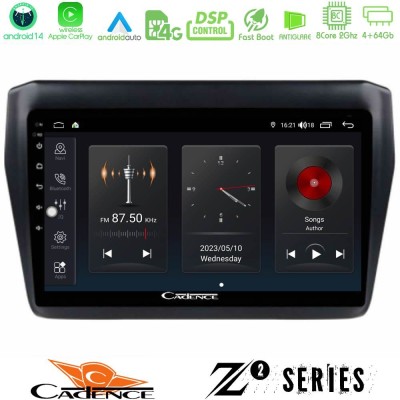 Cadence Z2 Series 8Core Android14 4+64GB  Suzuki Swift 2017-2023 Navigation Multimedia Tablet 9