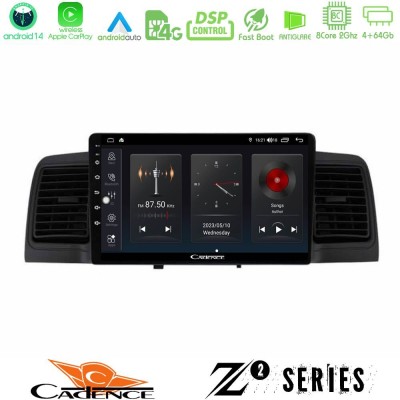 Cadence Z2 Series 8Core Android14 4+64GB  Toyota Corolla 2002-2006 Navigation Multimedia Tablet 9