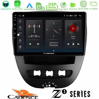 Cadence Z2 Series 8Core Android14 4+64GB  Toyota Aygo/Citroen C1/Peugeot 107 Navigation Multimedia Tablet 10