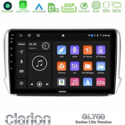 Clarion GL700 Lite Series 8Core Android11 2+32GB Peugeot 208/2008 Navigation Multimedia Tablet 10