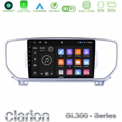 Clarion GL300 Series 4Core Android11 2+32GB Kia Sportage 2016-2018 Navigation Multimedia Tablet 9