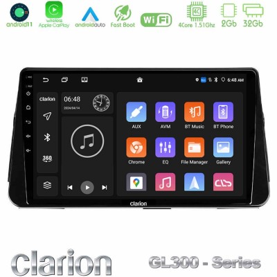Clarion GL300 Series 4Core Android11 2+32GB Nissan Micra K14 Navigation Multimedia Tablet 9