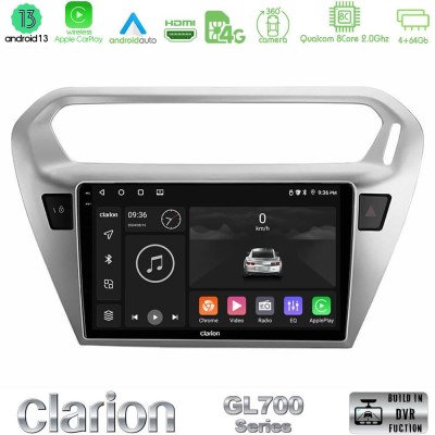 Clarion GL700 Series 8Core Android13 4+64GB Citroen C-Elysee / Peugeot 301 Navigation Multimedia Tablet 9