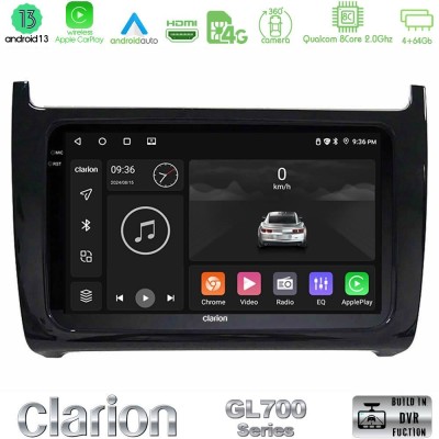 Clarion GL700 Series 8Core Android13 4+64GB Vw Polo 2009-2014 Navigation Multimedia Tablet 9