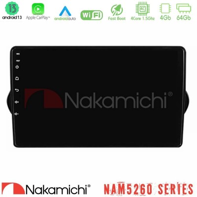 Nakamichi NAM5260 Series 4Core Android13 4+64GB Fiat Tipo 2015-2022 (Hatchback) Navigation Multimedia Tablet 9