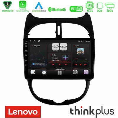 Lenovo Thinkplus Series 4Core Android15 2+32GB  Peugeot 206 Navigation Multimedia Tablet 9