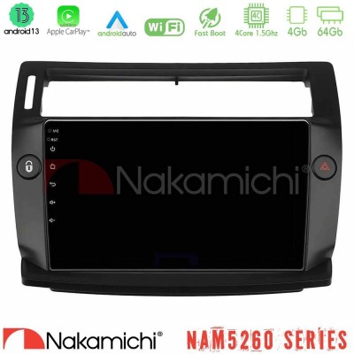 Nakamichi NAM5260 Series 4Core Android13 4+64GB Citroen C4 2004-2010 Navigation Multimedia Tablet 9